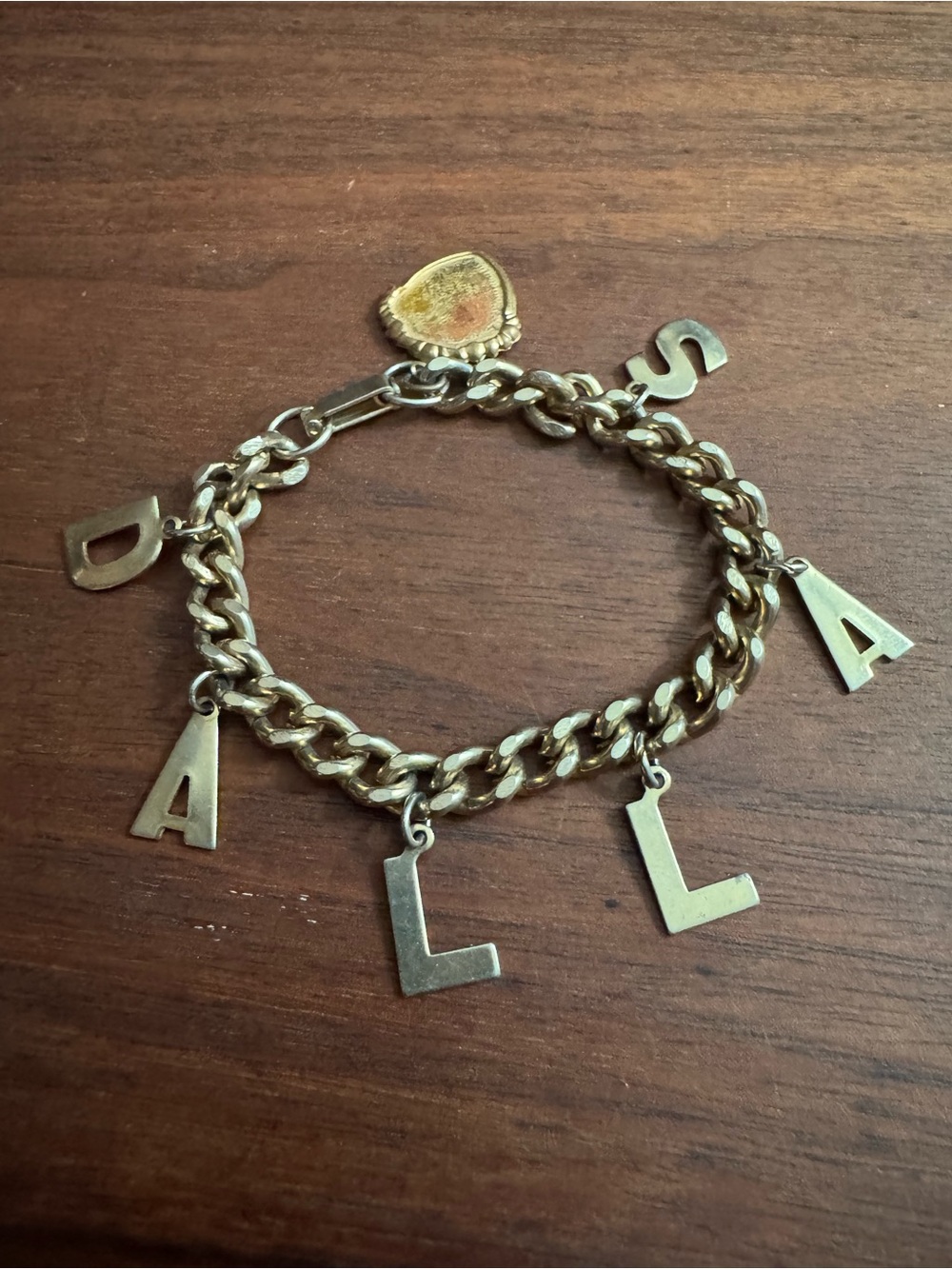 Vintage Gold Toned Dallas Letter Charm Bracelet